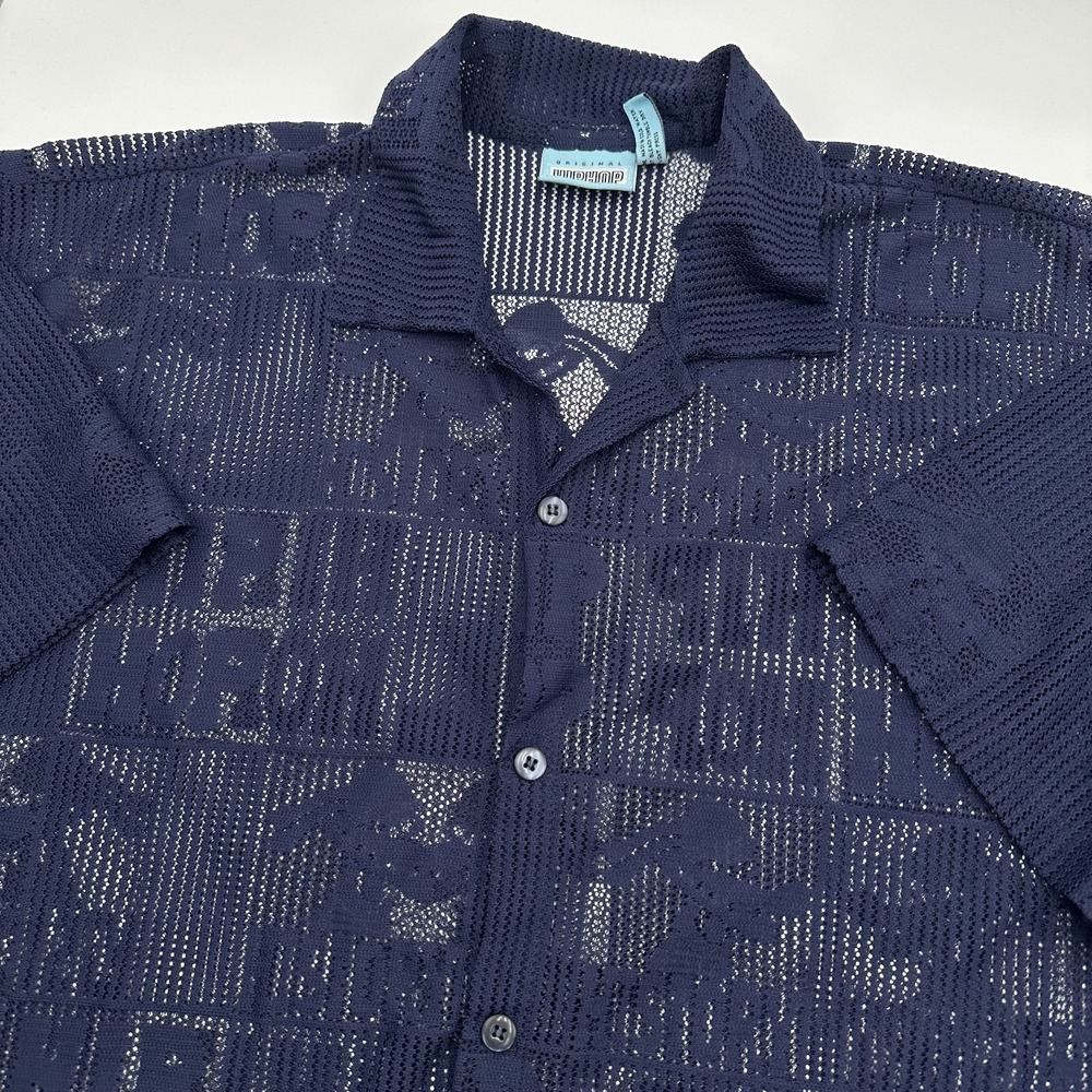 Vintage Hip Hop History Shirt Men's 2XL Blue Mesh Logo AOP Baggy Oversize 90's